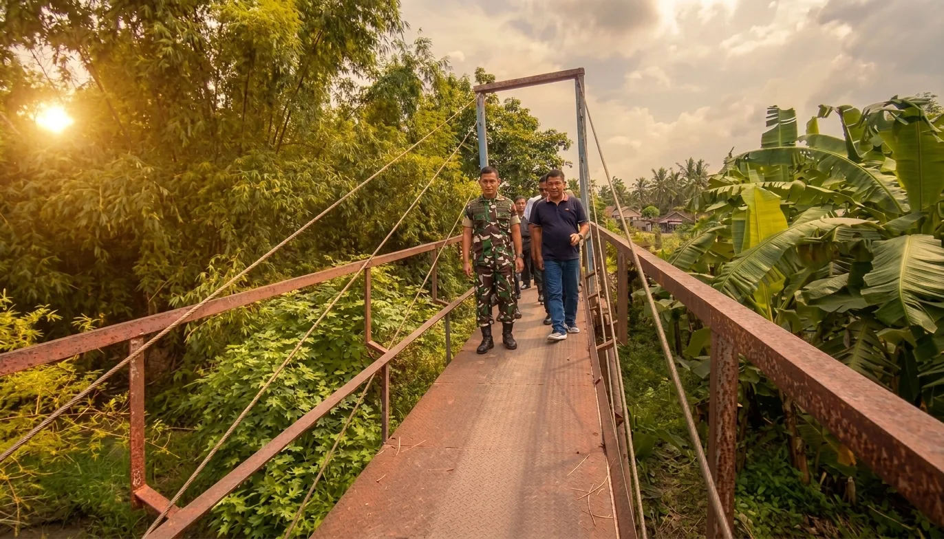 Dandim 0810/Nganjuk Tinjau Langsung Progress Pembangunan Jembatan Garuda di Desa Bagorwetan